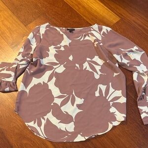 Ann Taylor Mauve and White Floral Blouse